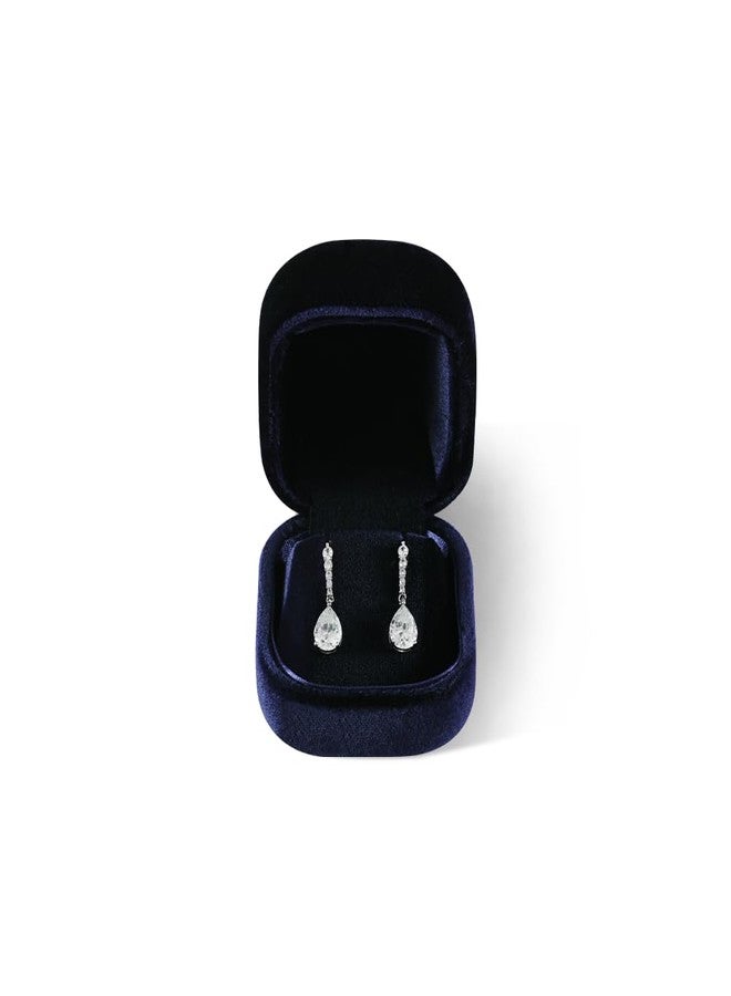 Dansmiy Resilient Velvet Ring Earrings Bracelet Necklace Display Box, Travel Mini Jewelry Organizer Case (Blue, Earrings Box) - Image 1